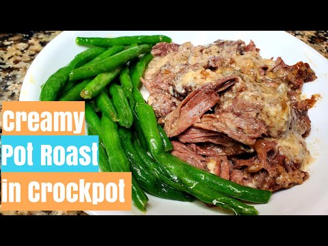 Creamy Pot Roast in Crockpot Slowcooker [4 Ingredients]