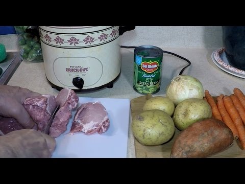 A Pork Roast Stew in a Crock Pot Slow Cooker